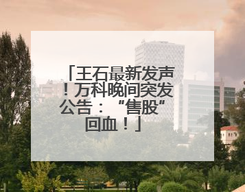 王石最新发声！万科晚间突发公告：“售股”回血！