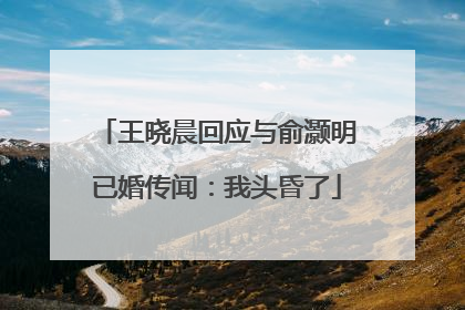 王晓晨回应与俞灏明已婚传闻：我头昏了