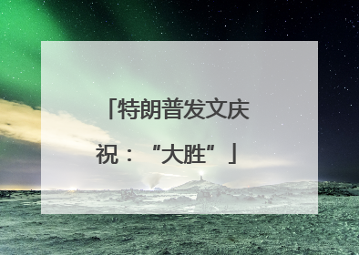 特朗普发文庆祝：“大胜”