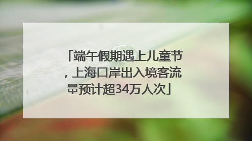 端午假期遇上儿童节，上海口岸出入境客流量预计超34万人次