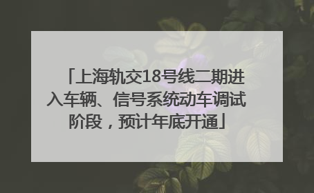 上海轨交18号线二期进入车辆、信号系统动车调试阶段，预计年底开通