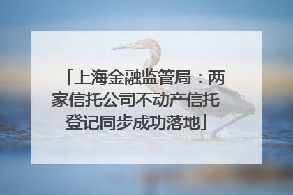 上海金融监管局：两家信托公司不动产信托登记同步成功落地