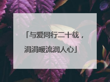 与爱同行二十载，涓涓暖流润人心
