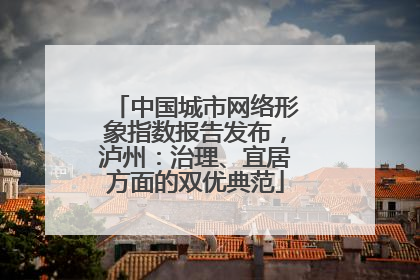 中国城市网络形象指数报告发布，泸州：治理、宜居方面的双优典范