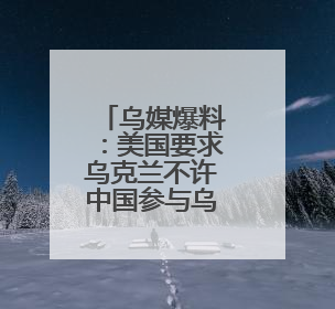 乌媒爆料：美国要求乌克兰不许中国参与乌稀土项目