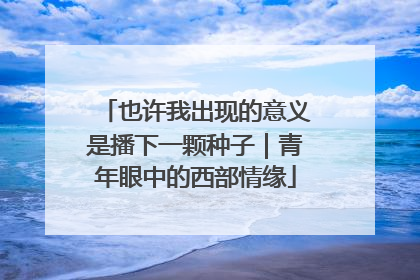 也许我出现的意义是播下一颗种子｜青年眼中的西部情缘
