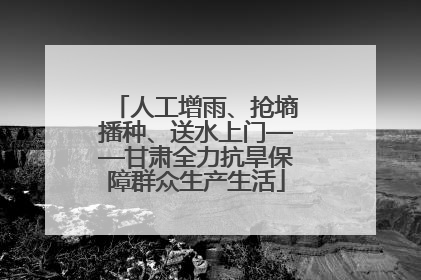 人工增雨、抢墒播种、送水上门——甘肃全力抗旱保障群众生产生活