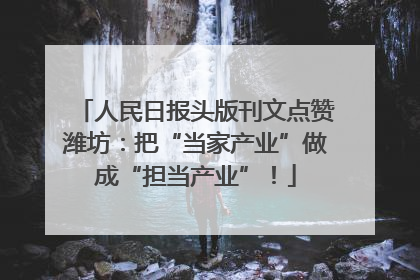 人民日报头版刊文点赞潍坊：把“当家产业”做成“担当产业”！