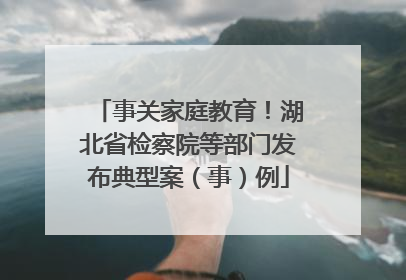 事关家庭教育！湖北省检察院等部门发布典型案（事）例