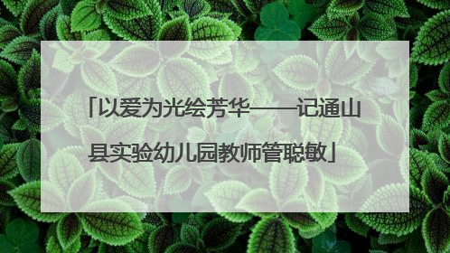 以爱为光绘芳华——记通山县实验幼儿园教师管聪敏