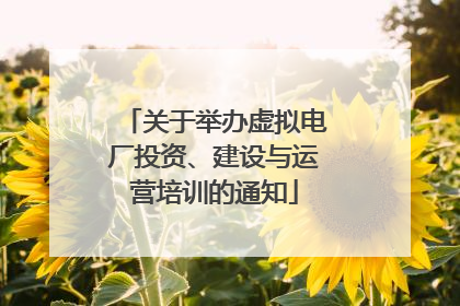 关于举办虚拟电厂投资、建设与运营培训的通知