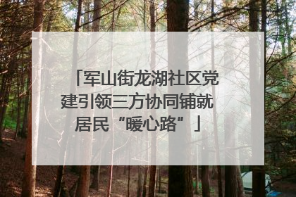 军山街龙湖社区党建引领三方协同铺就居民“暖心路”