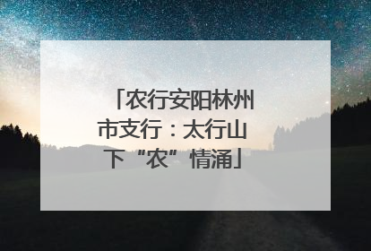 农行安阳林州市支行：太行山下“农”情涌