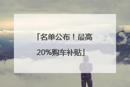 名单公布！最高20%购车补贴