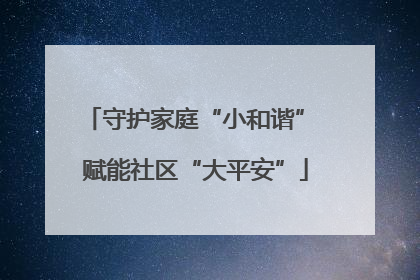 守护家庭“小和谐” 赋能社区“大平安”