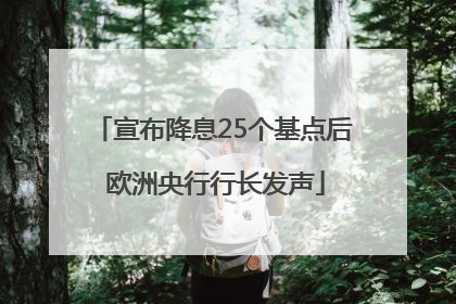 宣布降息25个基点后 欧洲央行行长发声