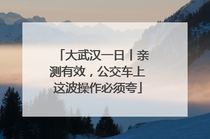 大武汉一日丨亲测有效，公交车上这波操作必须夸