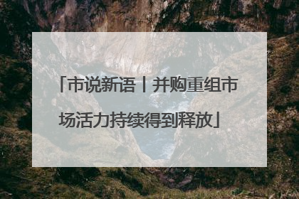 市说新语丨并购重组市场活力持续得到释放