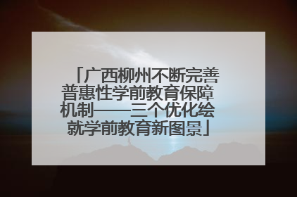 广西柳州不断完善普惠性学前教育保障机制——三个优化绘就学前教育新图景