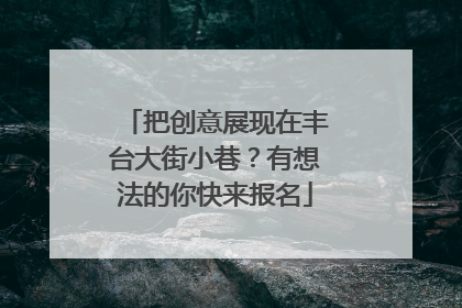 把创意展现在丰台大街小巷？有想法的你快来报名