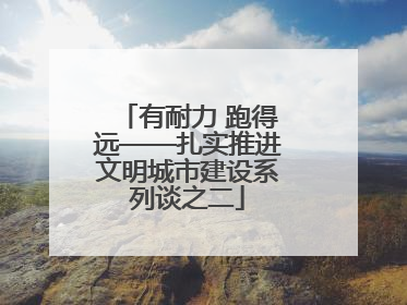有耐力 跑得远——扎实推进文明城市建设系列谈之二