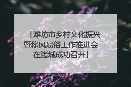 潍坊市乡村文化振兴暨移风易俗工作推进会在诸城成功召开