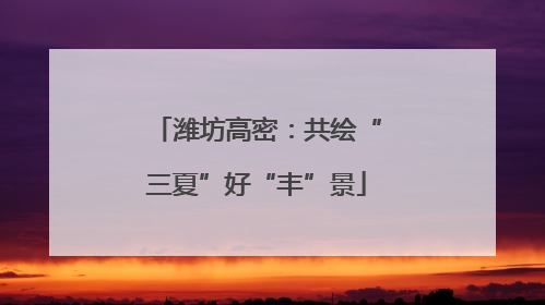 潍坊高密：共绘“三夏”好“丰”景