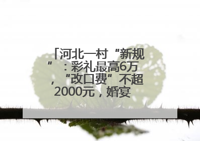 河北一村“新规”：彩礼最高6万，“改口费”不超2000元，婚宴限每户1人参加