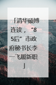 清华硕博连读，“85后”市政府秘书长李一飞履新职