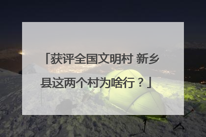 获评全国文明村 新乡县这两个村为啥行？