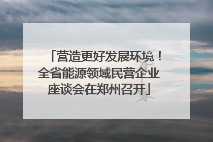 营造更好发展环境！全省能源领域民营企业座谈会在郑州召开