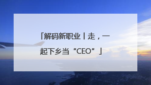 解码新职业丨走，一起下乡当“CEO”