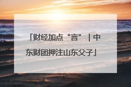 财经加点“言”｜中东财团押注山东父子