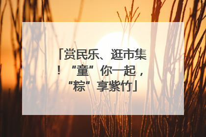 赏民乐、逛市集！“童”你一起，“粽”享紫竹