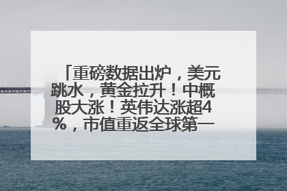 重磅数据出炉，美元跳水，黄金拉升！中概股大涨！英伟达涨超4%，市值重返全球第一！黄仁勋计划出售至多600万股股票