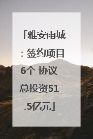 雅安雨城：签约项目6个 协议总投资51.5亿元