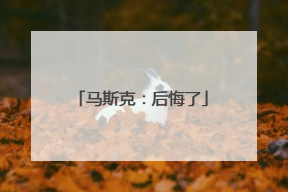 马斯克：后悔了