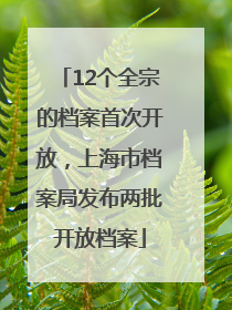 12个全宗的档案首次开放，上海市档案局发布两批开放档案