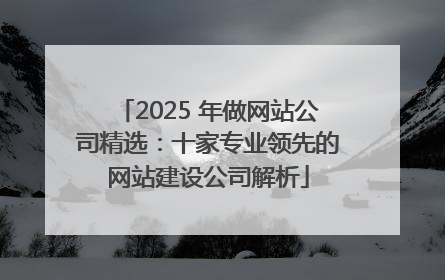 2025 年做网站公司精选：十家专业领先的网站建设公司解析